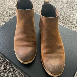 Distressed leather flat booties